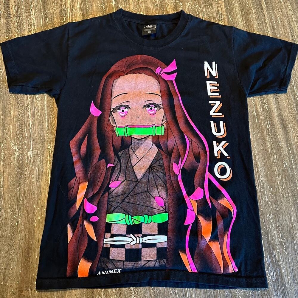 Nezuko Demon Slayer Anime Double Sided Graphic T-Shirt Black, Small